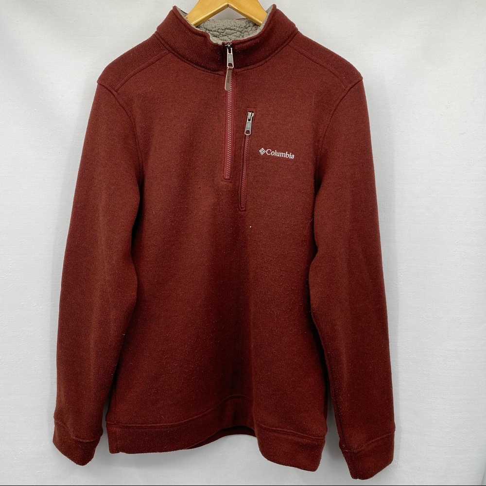 Columbia Red Quarter Zip Long Sleeve Jacket Size Medium